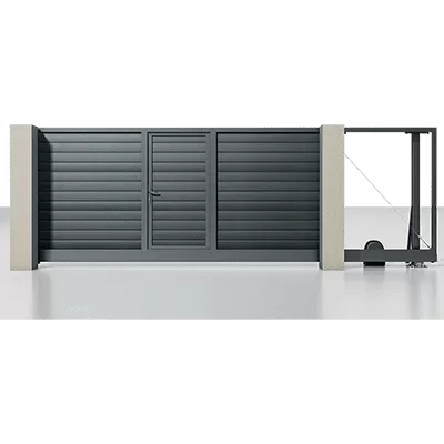 Откатные ворота с калиткой Откатные ворота с калиткой